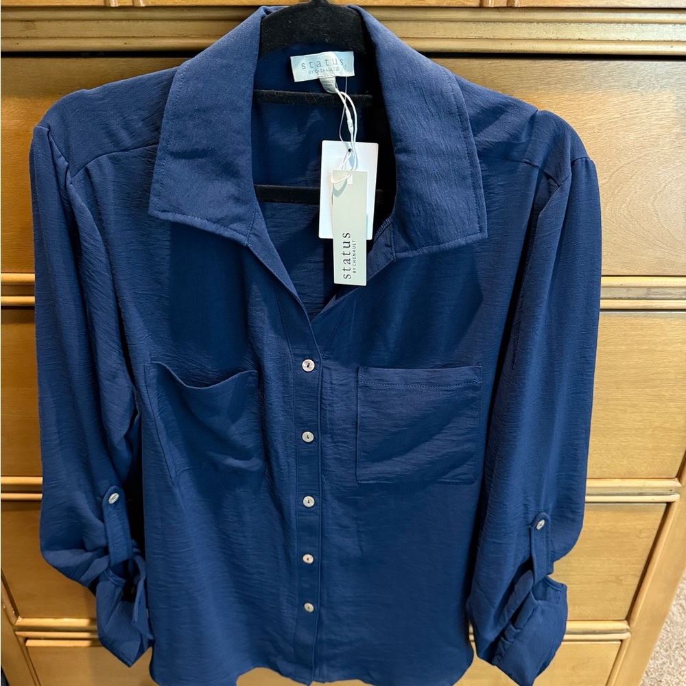 Status by Chenault Navy Collared Shirt